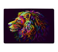 Benjamin Tate Design Lion's Head On A Purple Background In Popart Style Designer Special Soft Home Rug