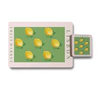 Benjamin Tate Design Lisbon Fruit Market Placemat And Coaster Set With Wood Bottom Designer Artwork Limited Edition