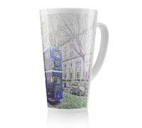 Benjamin Tate Design London Bus Behind Blue Latte Mug, Stunning Designer Mug Fit For Any Home, Treat Yourself Or A Loved One