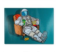 Benjamin Tate Design Loneliness In Space. Pop Art Retro Designer Glass Chopping Board