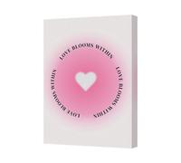 Benjamin Tate Design Love Blooms Within Pink Heart Circle Canvas Wall Art