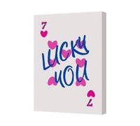 Benjamin Tate Design Lucky You Canvas Art Print With Pink Hearts On White Background