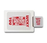 Benjamin Tate Design Lucky You Card Themed Placemats And Coasters Set Of 12 With Wood Backing In Designer Artwork