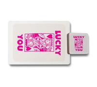 Benjamin Tate Design Lucky You Placemat And Coaster Set Wood Bottom High End Print Artwork Limited Edition
