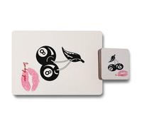 Benjamin Tate Design Lux Print Collection Wood Bottom Placemat And Coaster Set With Exclusive Artwork Limited Edition