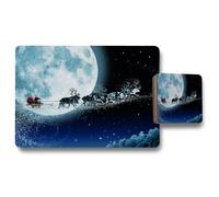 Benjamin Tate Design magic santas sleigh placemat coaster set in Natural Benjamin Tate Design Natural