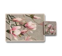Benjamin Tate Design Magnolia Placemats And Coasters Set Of Twelve With Wood Backing Limited Edition Elite