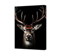 Benjamin Tate Design Majestic Deer Canvas Print With Large Antlers Black Wall Art