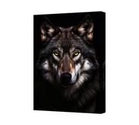 Benjamin Tate Design Majestic Wolf Canvas Wall Art Portrait Print Black Background