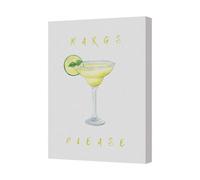 Benjamin Tate Design Margarita Glass Canvas Art Print Lime Accent Contemporary Wall Decor Uk Handmade
