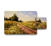 Benjamin Tate Design Meadow Path Landscape Placemat And Coaster Set For Rustic Table