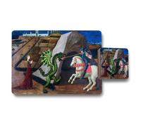 Benjamin Tate Design Medieval Fantasy Dragon Knight Placemat And Coaster Set