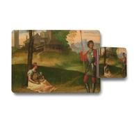 Benjamin Tate Design Medieval Knight And Lady Landscape Placemat Coaster Set