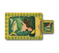Benjamin Tate Design Mermaid Themed Placemat And Coaster Set With Wood Base Designer Artwork Limited Edition