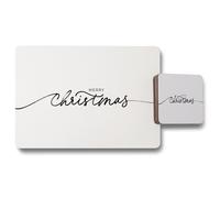 Benjamin Tate Design merry christmas hand drawn lettering placemat coaster set in Natural Benjamin Tate Design Natural