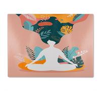 Benjamin Tate Design mindfulness, meditation & yoga Woman Designer Glass Chopping Board in Natural Benjamin Tate Design Natural