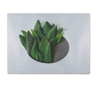 Benjamin Tate Design Minimal Green Leaves Glass Chopping Board