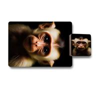 Benjamin Tate Design Monkey Artwork Placemat Coaster Set 12 Pieces 11X8 Placemats 3.7X3.7 Coasters