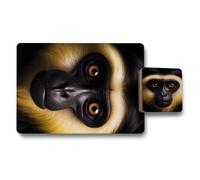 Benjamin Tate Design Monkey Face Placemat And Coaster Set Of 12 11X8 Placemats And 3.7X3.7 Coasters