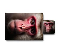 Benjamin Tate Design Monkey Face Placemats And Coasters Set 12 Pieces 11X8 Inches