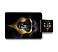 Benjamin Tate Design Monkey Face Placemats And Coasters Set 12 With Wood Backing