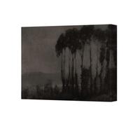 Benjamin Tate Design Monochrome Landscape Canvas Wall Art With Tall Trees