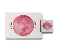 Benjamin Tate Design Moon Collection Placemats And Coasters Set Of 12 With Wood Back And Premium Print