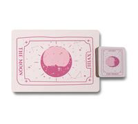 Benjamin Tate Design Moon Tarot Pink Placemat And Coaster Set With Wood Bottom Designer Artwork And Premium Print