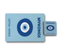 Benjamin Tate Design Mykonos Little Venice Placemat And Coaster Set Blue Artwork With Wood Bottom Limited Edition