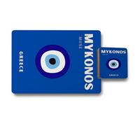 Benjamin Tate Design Mykonos Muse Placemat Coaster Set Gr rt Wood Bottom High End Print Collection Exclusive