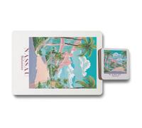 Benjamin Tate Design Nassau Bahamas Placemats And Coasters Set 12 Piece Designer Artwork Wood Backing Limited Edition Collection