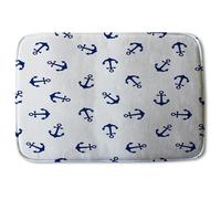 Benjamin Tate Design Navy Anchors on White (Bath Mat)
