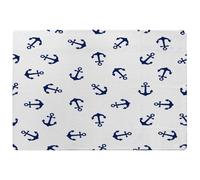 Benjamin Tate Design Navy Anchors On White Rug in Natural | Size: Large Benjamin Tate Design Natural Large