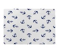 Benjamin Tate Design Navy Anchors On White Special Soft Home Rug