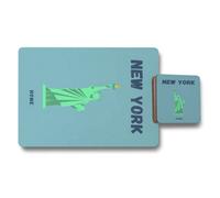 Benjamin Tate Design New York Home Exclusive Collection Placemat And Coaster Set Designer Artwork Wood Bottom