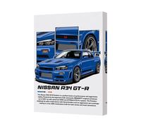 Benjamin Tate Design Nissan R34 Gtr Canvas Art Print Handmade In The United Kingdom