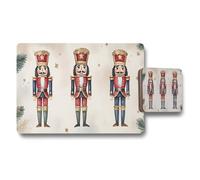 Benjamin Tate Design Nutcracker Collection Placemat Coaster Set With Wood Bottom And Designer Exclusive Artwork