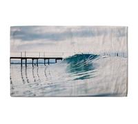 Benjamin Tate Design Ocean ideal wave in ocean. Breaking blue waves Designer Bath Towel Benjamin Tate Design Blue