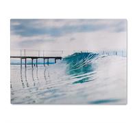 Benjamin Tate Design Ocean Ideal Wave In Ocean. Breaking Blue Waves Designer Glass Chopping Board