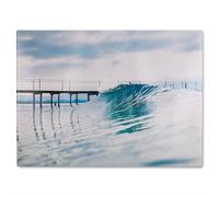 Benjamin Tate Design Ocean ideal wave in ocean. Breaking blue waves Designer Glass Chopping Board in Natural Benjamin Tate Design Natural