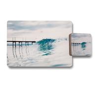 Benjamin Tate Design ocean ideal wave in ocean breaking blue waves placemat coaster set in Natural Benjamin Tate Design Natural
