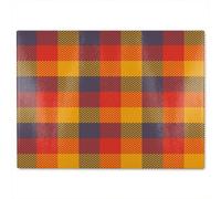Benjamin Tate Design Orange Check Pattern Glass Chopping Board