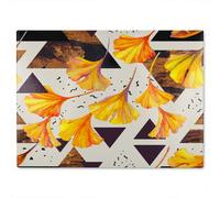 Benjamin Tate Design Orange Flowers And Triangles Glass Chopping Board