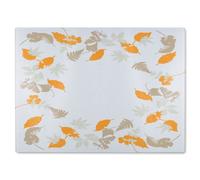 Benjamin Tate Design Orange & Grey Autumn Leaves Glass Chopping Board