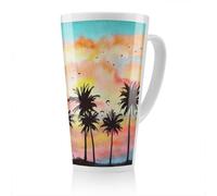 Benjamin Tate Design Palm Trees At Sunset Latte Mug, Stunning Designer Mug Fit For Any Home, Treat Yourself Or A Loved One