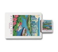 Benjamin Tate Design Panama City Placemat And Coaster Set Artwork Collection With Wood Bottom Limited Edition