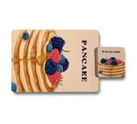 Benjamin Tate Design Pancake Placemat And Coaster Set Designer Artwork Collection With Wood Bottom Limited Edition