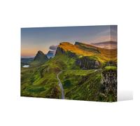 Benjamin Tate Design Panorama of Quiraing mountains sunset at Isle of Skye, Scottish highlands (Canvas Print) / 152 x 101 x 4cm Benjamin Tate Design Natural 152 x 101 x 4 cm