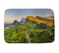 Benjamin Tate Design Panorama of Quiraing mountains sunset at Isle of Skye, Scottish highlands Designer Bathmat in Black Benjamin Tate Design Black