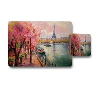 Benjamin Tate Design Paris Waterfront Placemat And Coaster Set With Eiffel Tower Scene